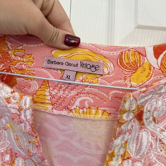 Barbara Gerwit Seashell Mini Sleeveless Dress Womens XL Pink Orange Y2K 90s - Picture 2 of 7